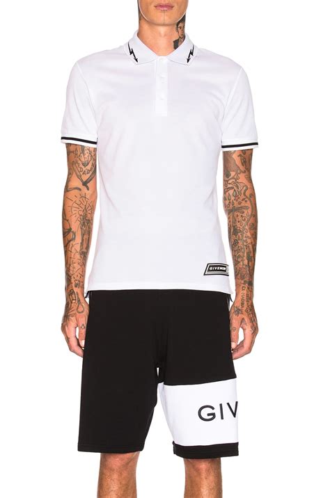 Givenchy Lightning Bolt Polo in White & Black 